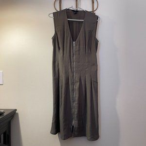 Army green full zip up dress